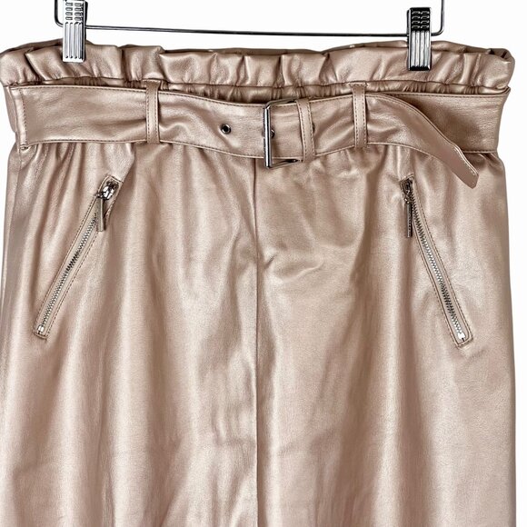 Marc New York Size M Light Pink Metallic Faux Leather Skirt Belt Zippers NWT - Picture 8 of 13
